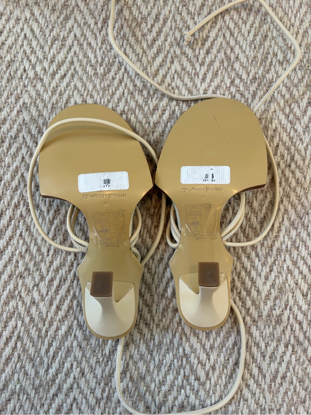 New! Jonathan Simkhai 100MM PENN LEATHER SANDALS IN OFF WHITE | Size 37 - Picture 6 of 6